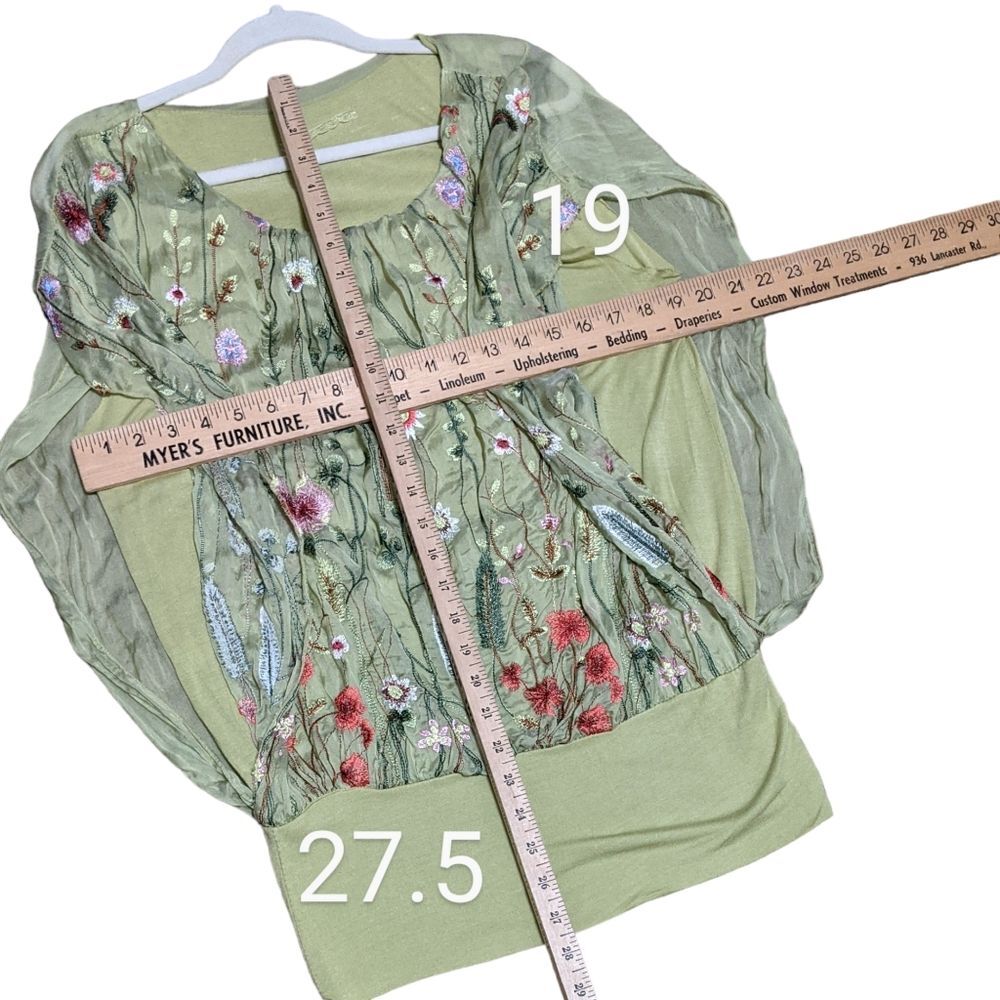 Unbranded heavily embroidered floral sheer overlay blouse top Italy M/L - Picture 3 of 8